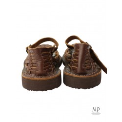 One-strap brown full-length sandals