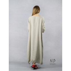 Hand-painted oversize dress made of natural linen