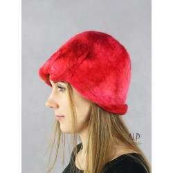 Handmade and dyed wet felted merino wool cap
