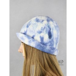 Hand made and dyed beanie hat wet felted merino wool