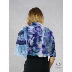 Long silk felted scarf in navy blue colors