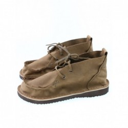 Hand-sewn brown genuine leather moccasin shoes