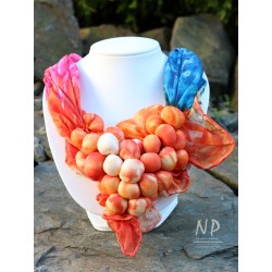 Colorful short necklace made of silk fabric