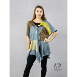 Colorful, hand-made, oversized, oversized women's blouse made of natural linen