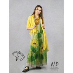 Hand-painted linen maxi dress with straps