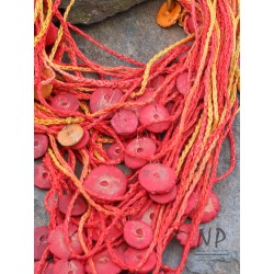 Women's necklace made of braided linen threads, decorated with ceramic beads