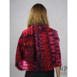 Long cashmere scarf hand dyed dark pink