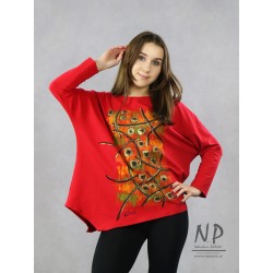 Hand-painted red oversize blouse