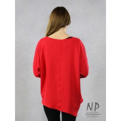 Ręcznie malowana czerwona bluzka oversize