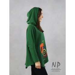 Hand-painted green oversize hoodie