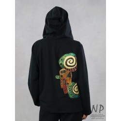 Hand-painted women's black sweatshirt made of knitted cotton