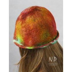 Hand-felted hat cap with a drooping brim