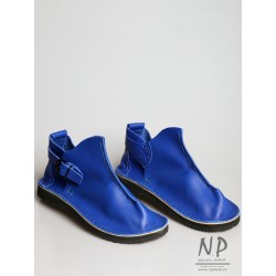Handmade blue Vagabond shoes, made in the Trek workshop