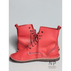 Handmade red leather high boots from Trek