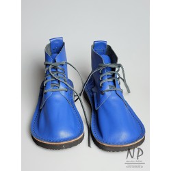 Ręcznie szyte niebieskie skórzane buty Basic 5 firmy Trek