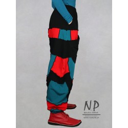 Alladynki pants sewn from colorful pieces of cotton knitwear