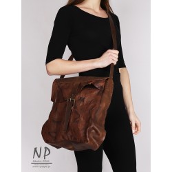 Large brown handmade leather bag