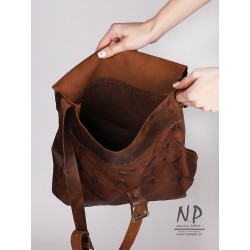 Large brown handmade leather bag