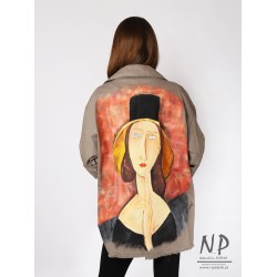 Hand-painted shirt jacket made of cotton fabric