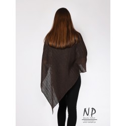 Ladies' linen sweater poncho handmade in brown