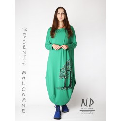 Hand-painted knitted oversize maxi dress, made in a bauble style