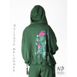 Hand-painted oversize hoodie, made of cotton knit fabric