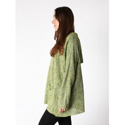 Women's linen sweater with an oversize hood and long sleeves