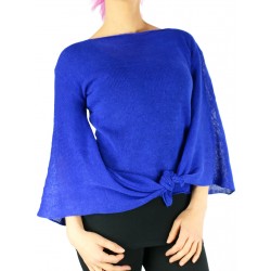 Blue linen blouse "bat"