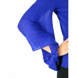 Blue linen blouse "bat"