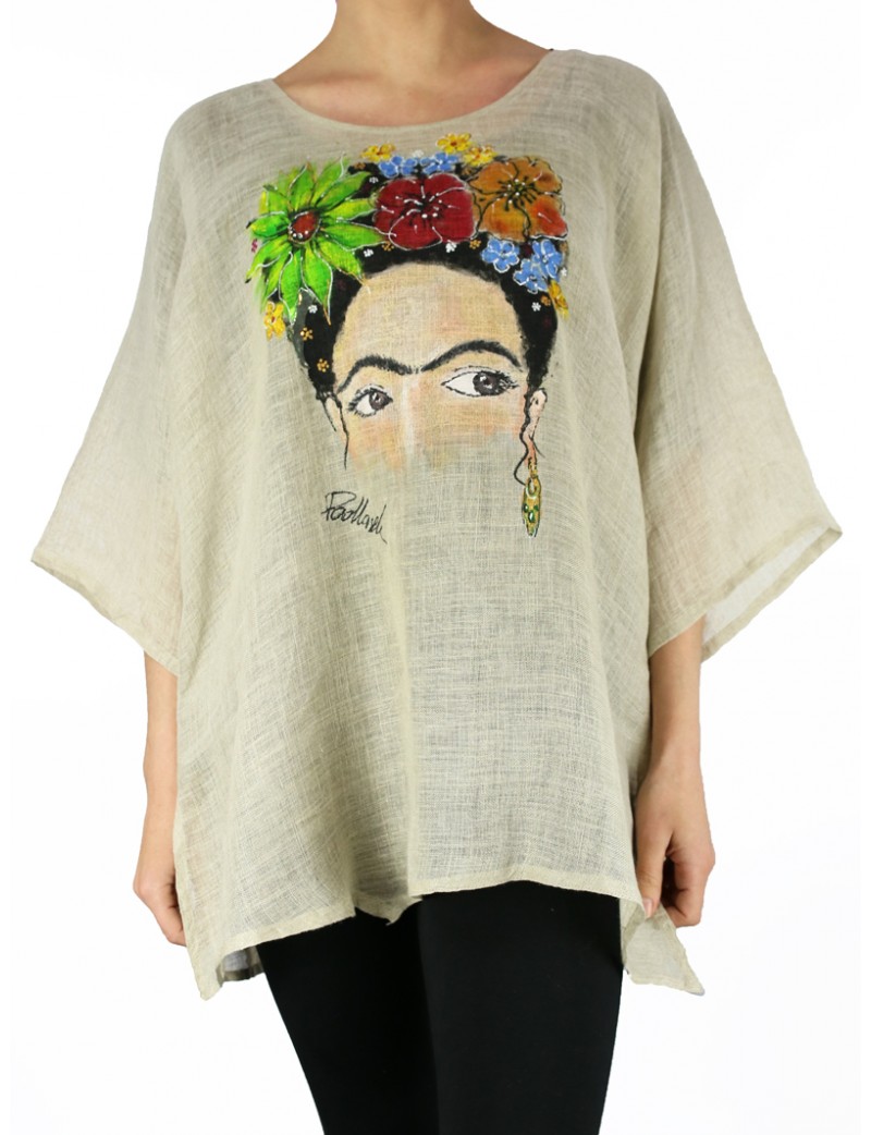 Lniana bluzka ręcznie malowana "Frida"