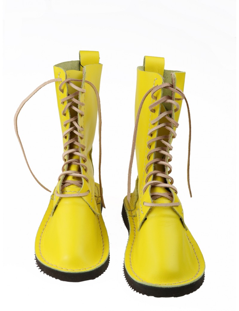 Żółte wysokie buty skórzane Cockney