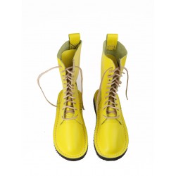 Żółte wysokie buty skórzane