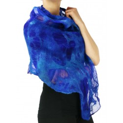 Women's silk poncho, felted with merino wool.
