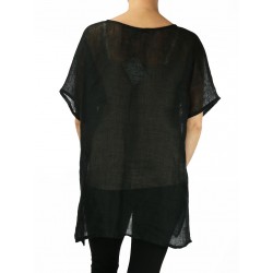 black linen hand-painted blouse