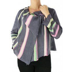 Asymmetrical linen sweater made on a knitting machine
