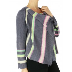 Asymmetrical linen sweater made on a knitting machine