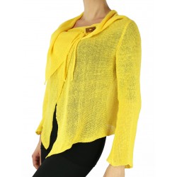Yellow linen sweater made on a knitting machine