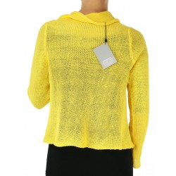 Yellow linen sweater made on a knitting machine