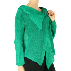 Green linen sweater made on a knitting machine