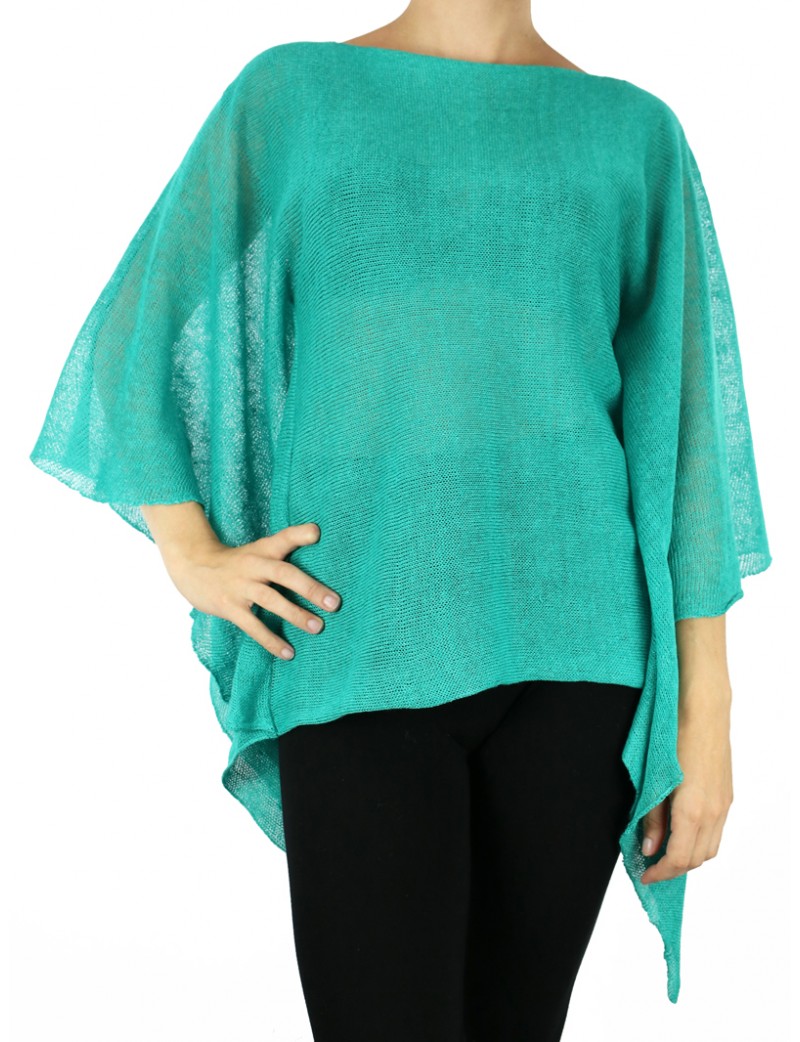Turquoise linen blouse
