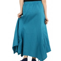 Asymetryczna spódnica lniana w kolorze turkusowym