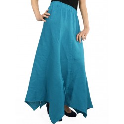 Asymmetrical linen skirt in turquoise