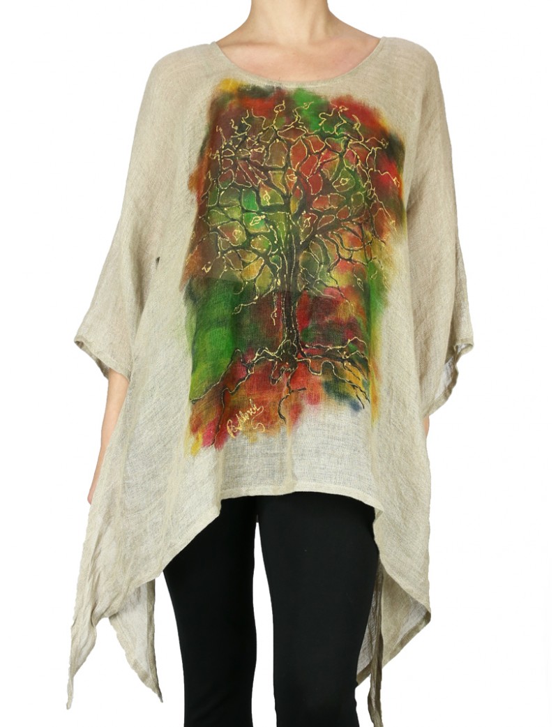 Hand-painted linen blouse