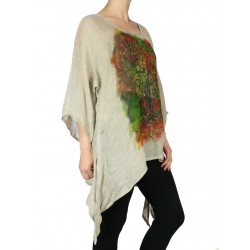 Hand-painted linen blouse