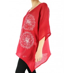 Red hand-painted linen blouse Naturally Podlasek