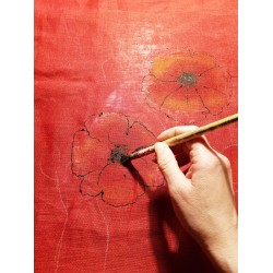 Czerwona lniana bluzka ręcznie malowana Naturalnie Podlasek