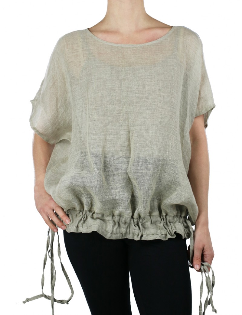 Linen blouse with adjustable length