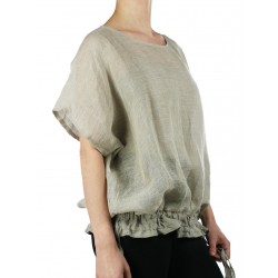 Linen blouse with adjustable length